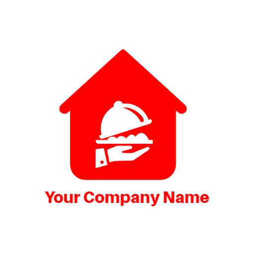 Red House Icon with Food Service Emphasizing Catering Logo Template