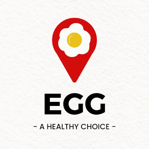 Red Location Pin Design Featuring Egg as Healthy Choice Logo Template