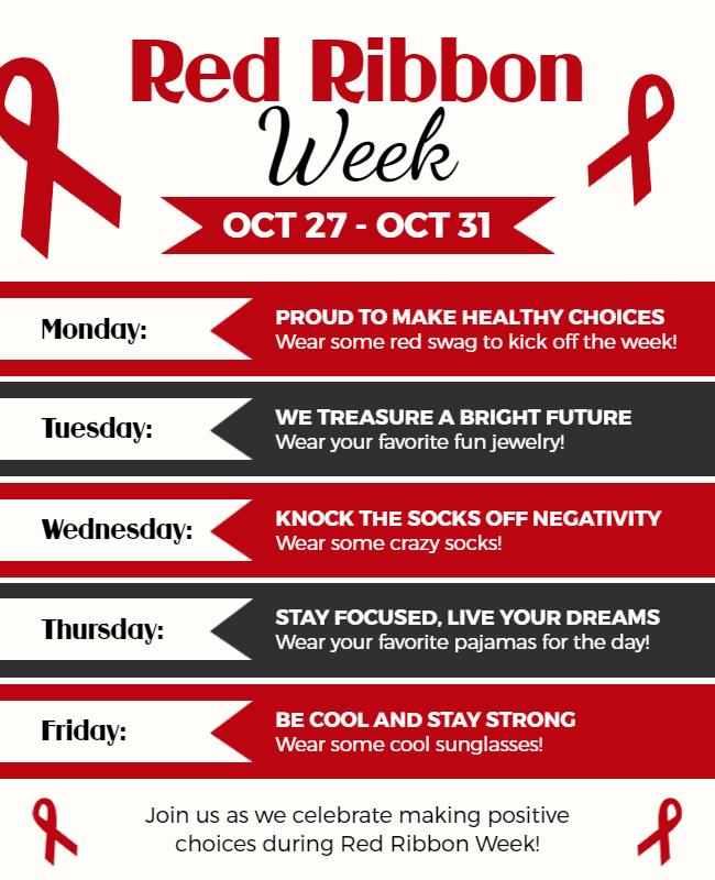 Red Ribbon Week Awareness Campaign Flyer Template