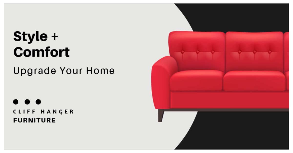 Red Stylish Couch Promoting Comfort in Your Home Facebook Ad Template