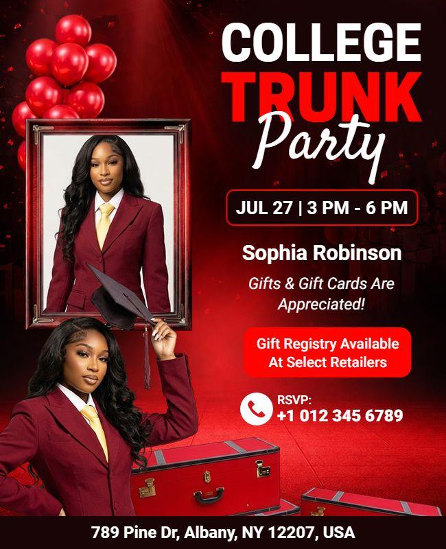 Red Themed College Trunk Party Flyer Template
