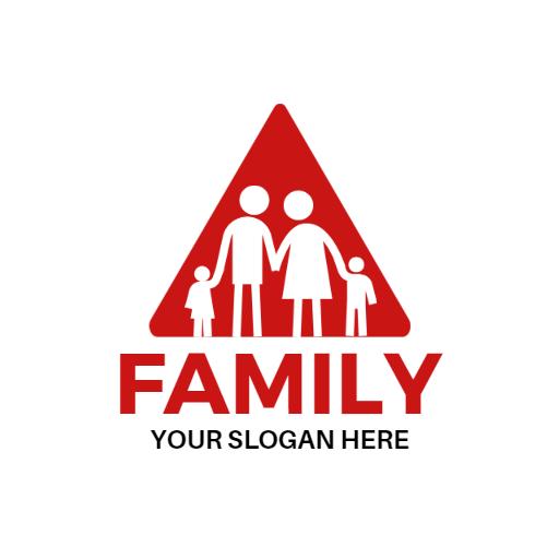 Red Triangle Symbolizing Togetherness in Family Logo Template