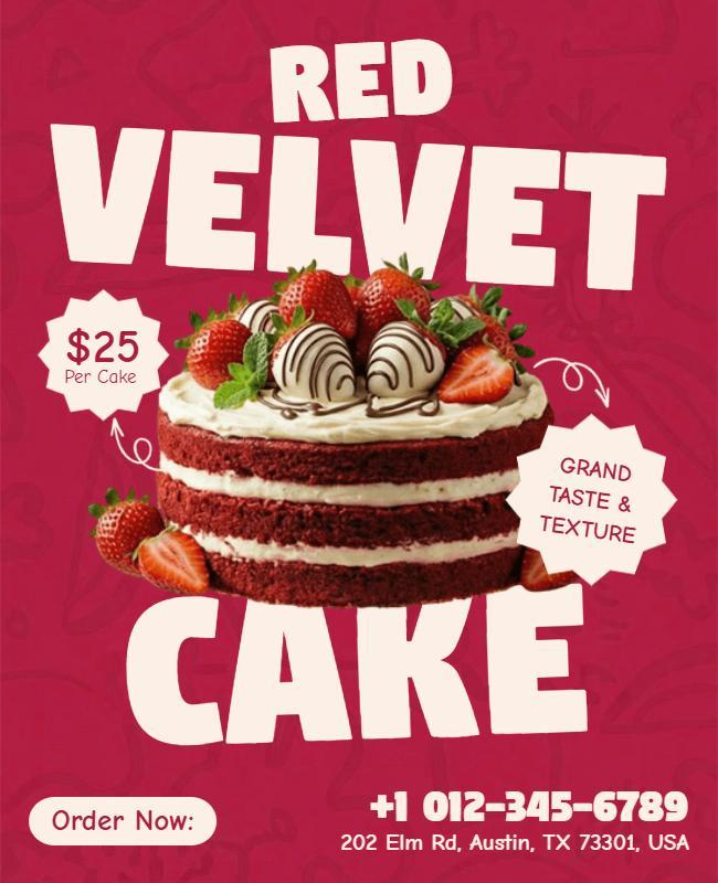 Red Velvet Cake Promotion Flyer Template