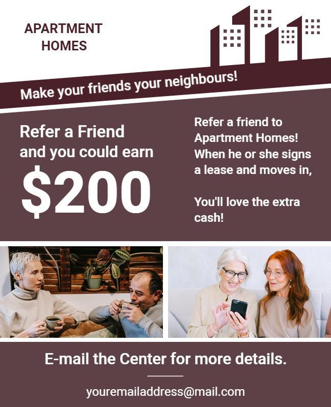 Refer a Friend Apartment Promotion Flyer Template