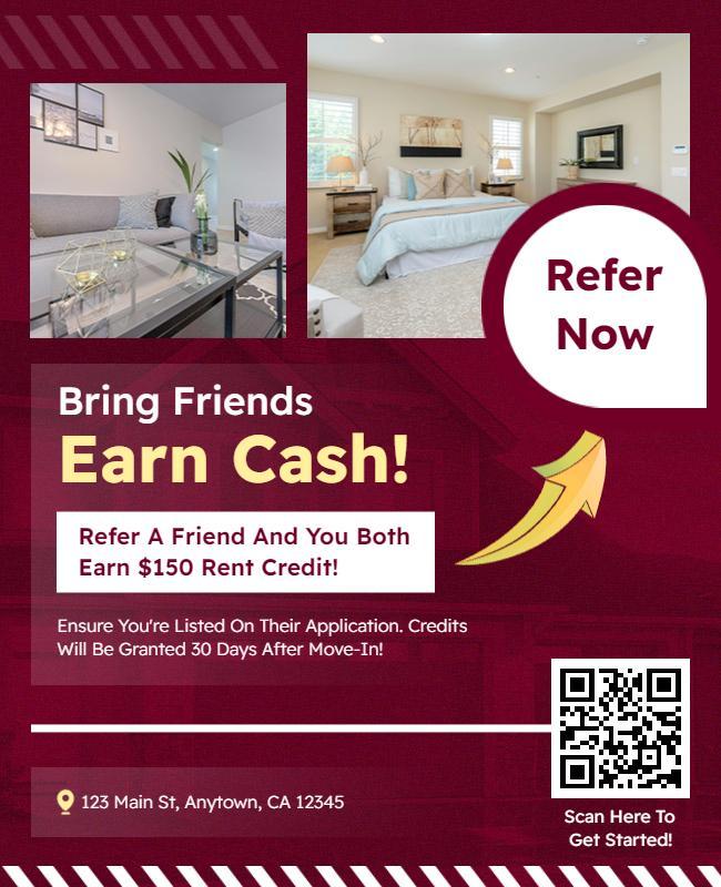 Refer a Friend Rent Credit Flyer Template