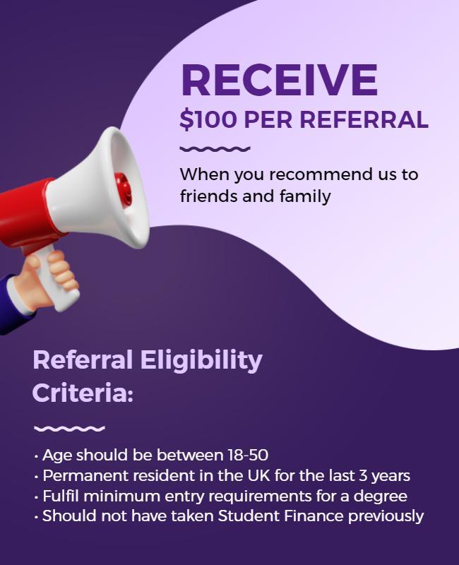 Referral Reward Program Eligibility Criteria Flyer Template