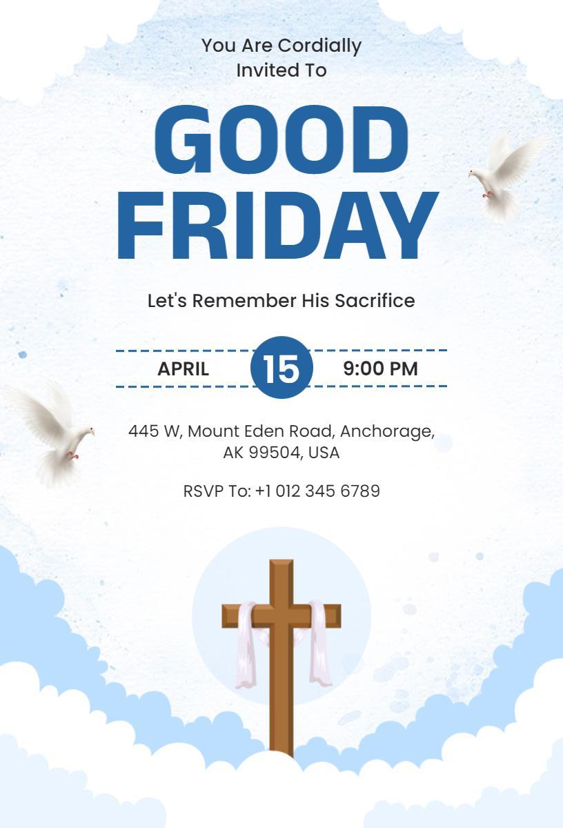 Reflective Good Friday Memorial Service Invitation Template