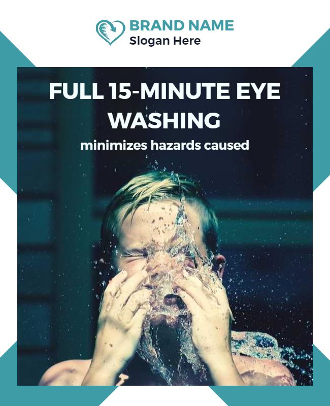 Refreshing Aqua Eye Washing Safety Procedure Poster Template