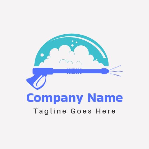 Refreshing Blue and White Pressure Washing Service Logo Template