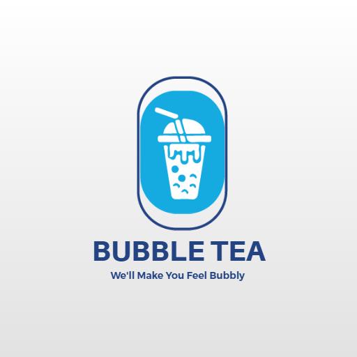 Refreshing Blue Bubble Tea Drink Illustration Logo Template