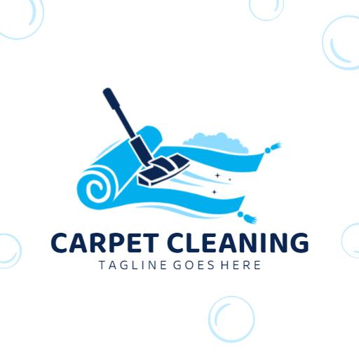 Refreshing Blue Carpet Roll with Cleaning Tool Logo Template