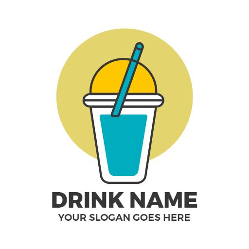 Refreshing Blue Drink Design with Bright Yellow Top Logo Template