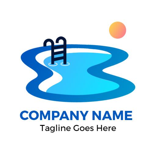 Refreshing Blue Swimming Pool Design with Ladders Logo Template