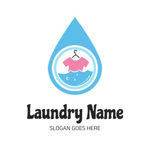 Refreshing Blue Water Drop Design for Laundry Service Logo Template