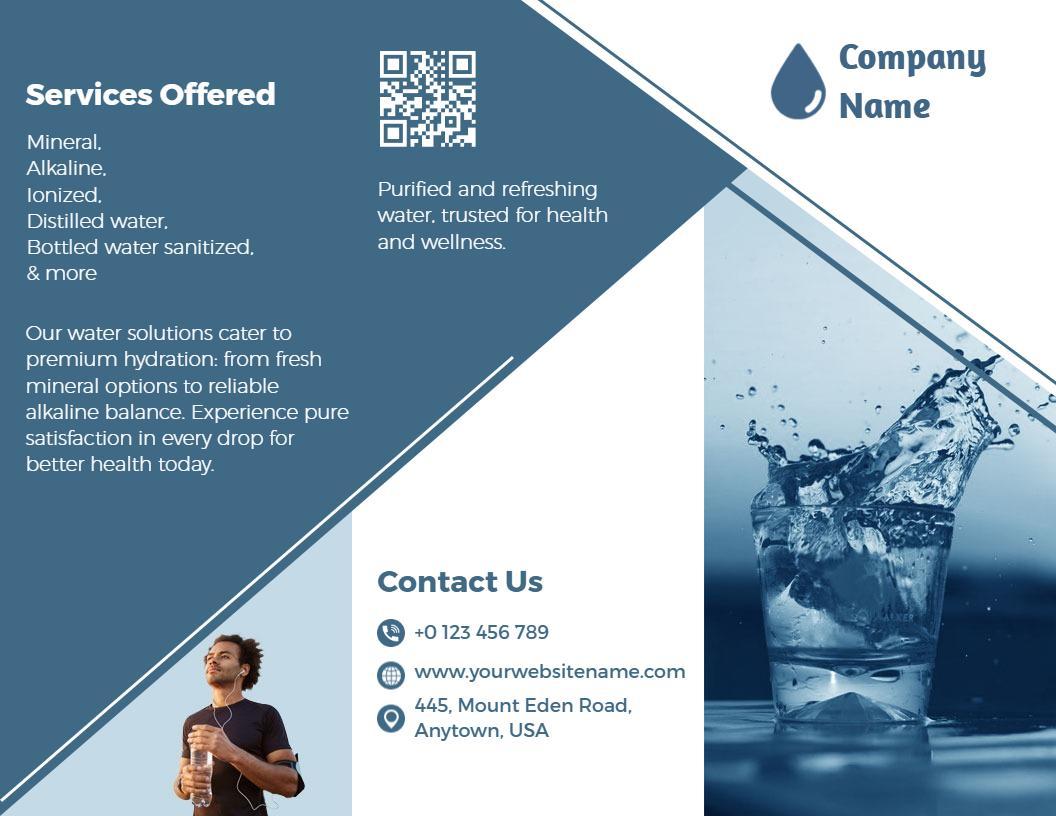 Refreshing Blue Water Quality and Hydration Services Brochure Template