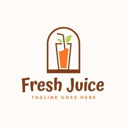 Refreshing Brown and Orange Fresh Juice Beverage Logo Template