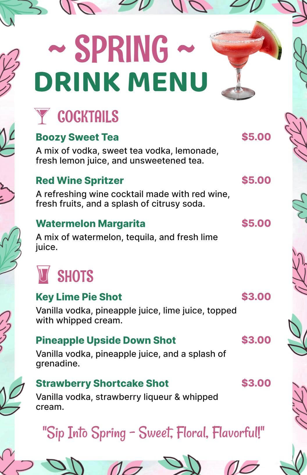 Refreshing Citrus and Flavorful Cocktail Creations Menu Template