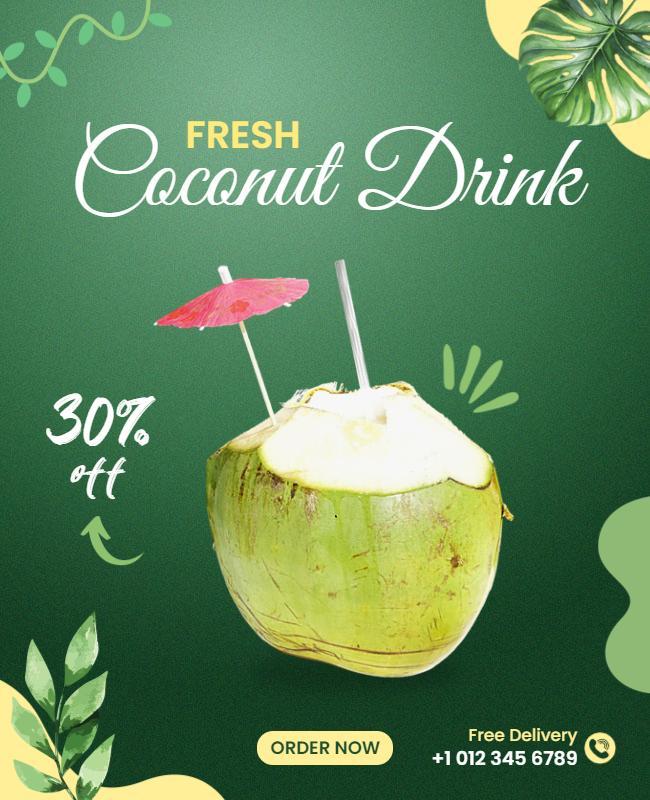 Refreshing Coconut Drink Promotion Flyer Template