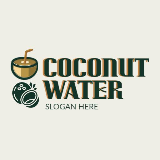 Refreshing Coconut Drink Served in a Cup for Healthy Lifestyle Logo Template
