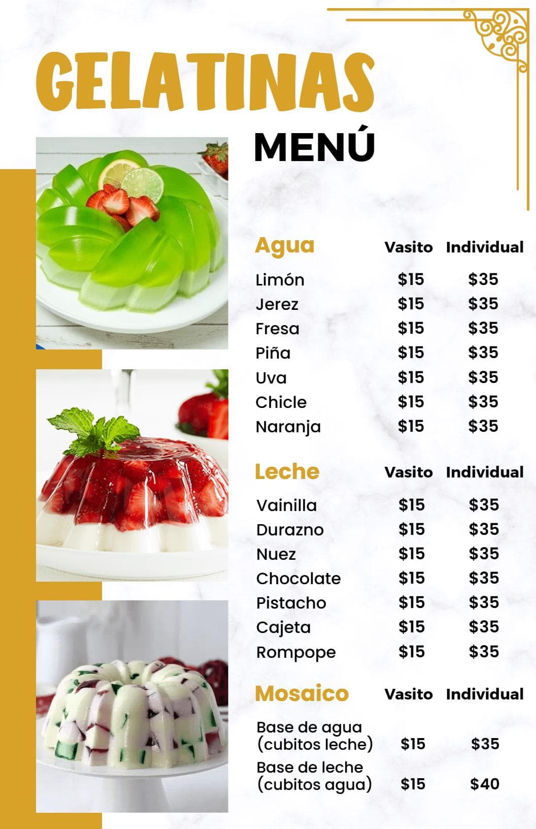 Refreshing Gelatin Desserts with a Variety of Flavors Dessert Menu Template