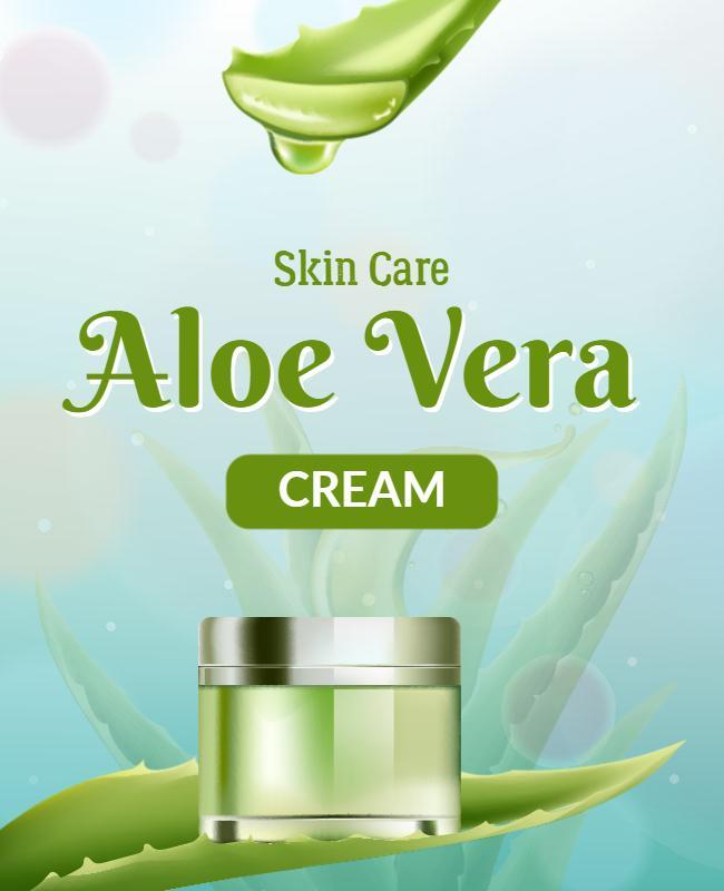 Refreshing Green Aloe Vera Skin Care Cream Poster Template
