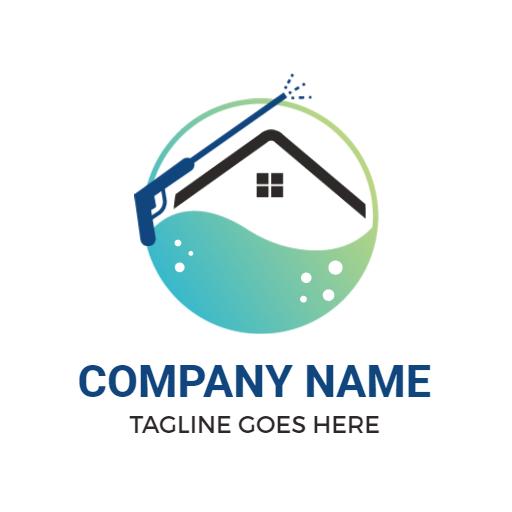 Refreshing Green and Blue Design for Pressure Washing Logo Template