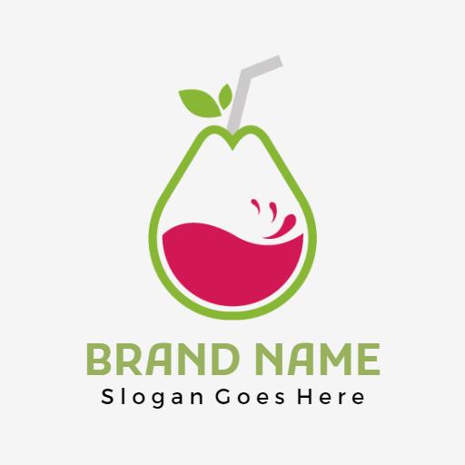 Refreshing Green and Pink Juice Illustration Logo Template