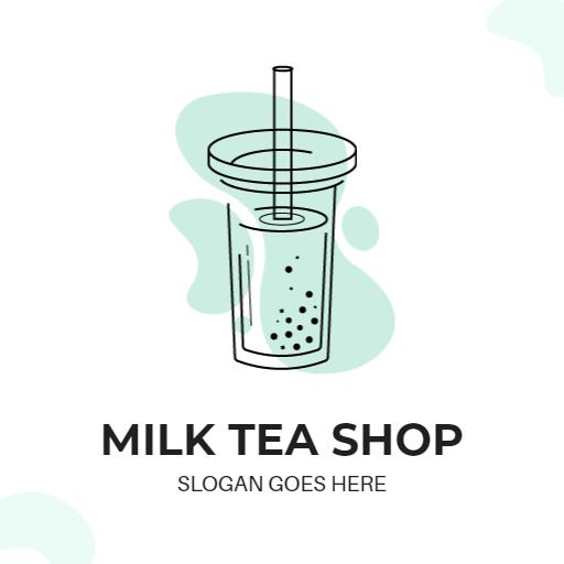 Refreshing Green and White Milk Tea Shop Logo Template