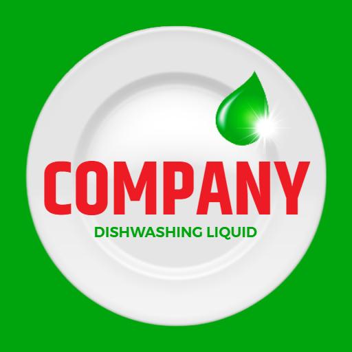 Refreshing Green Design Illustrating Effective Dishwashing Liquid Logo Template