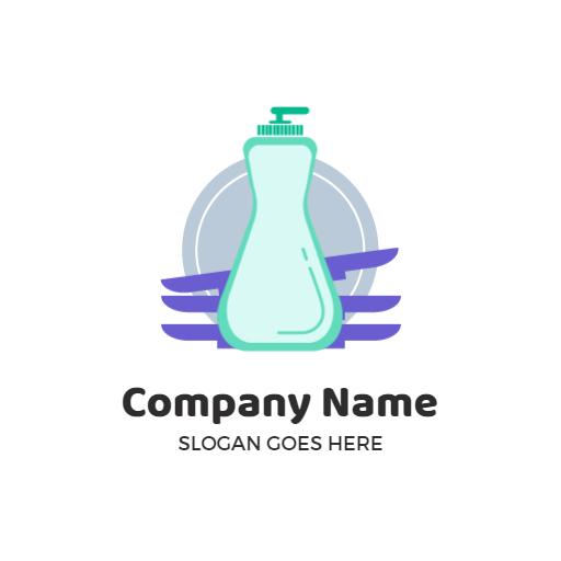 Refreshing Green Dishwashing Liquid Cleaning Solution Logo Template