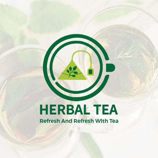 Refreshing Green Herbal Tea Design Featuring Nature Logo Template