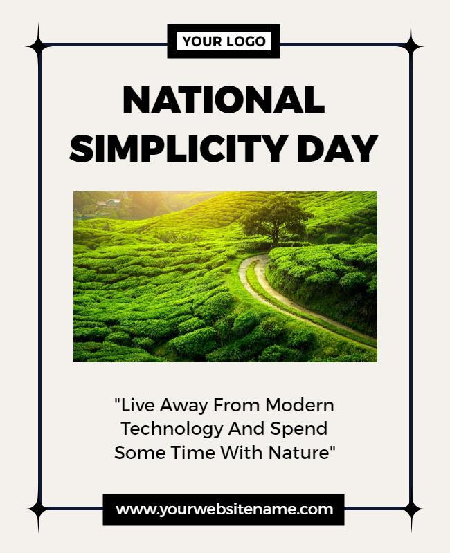 Refreshing Green Nature Retreat for National Simplicity Day Poster Template