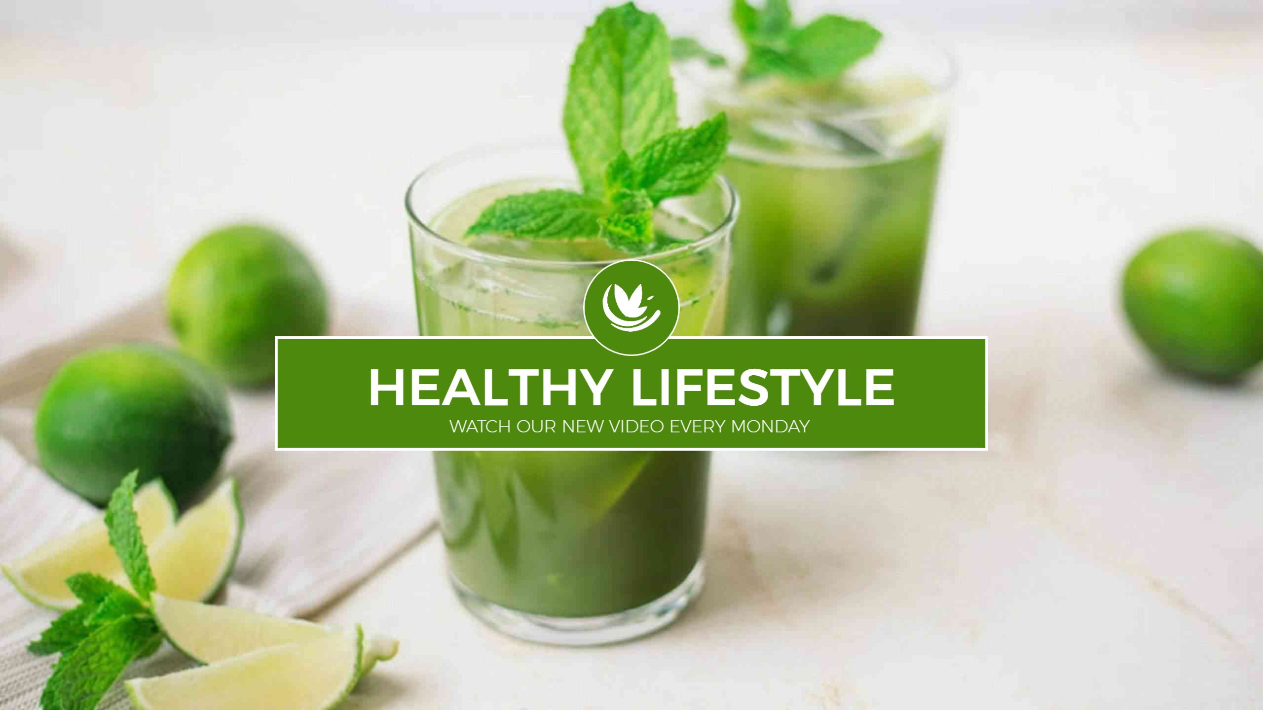 Refreshing Green Smoothie and Herbs Healthy Lifestyle YouTube Banner Template