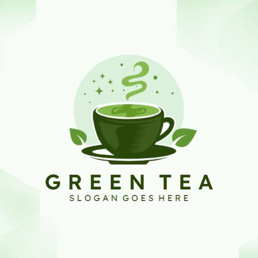 Refreshing Green Tea Cup with Natural Ingredients Logo Template