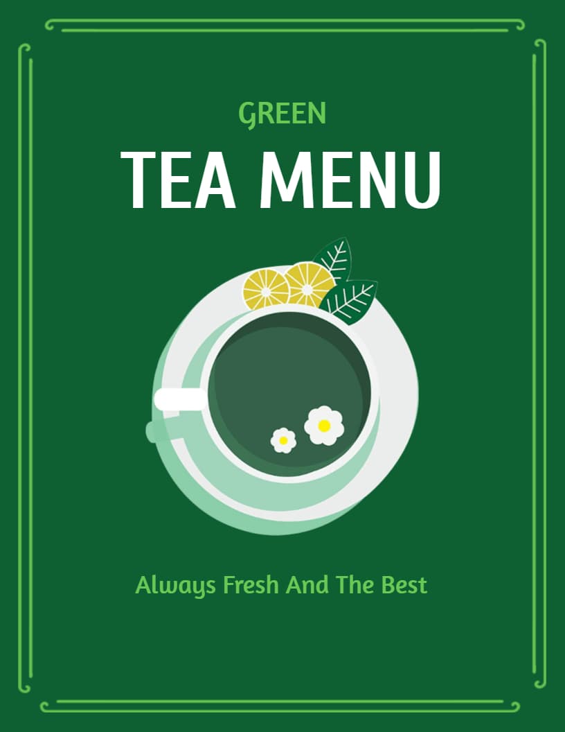 Refreshing Green Teas Featuring Unique Flavors Tea Menu Template