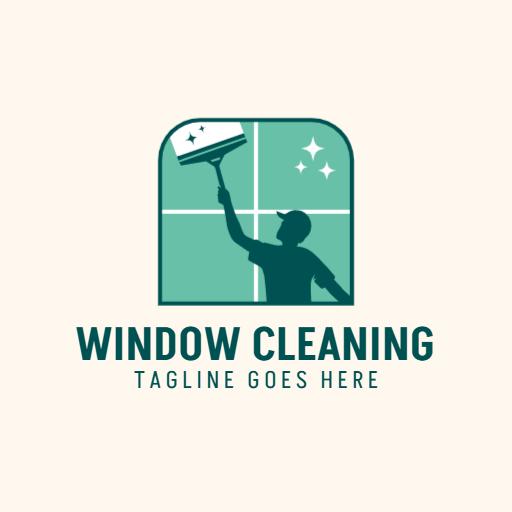 Refreshing Green Window Cleaning Service with Shining Windows Logo Template