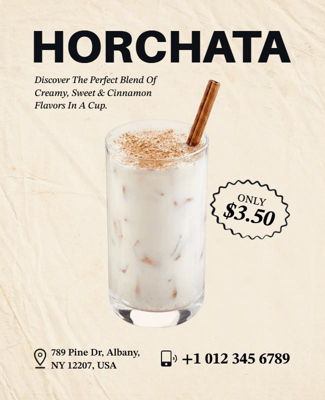 Refreshing Horchata Drink Offer Poster Template