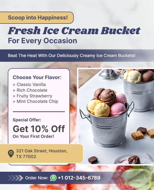 Refreshing Ice Cream Bucket Promotion Flyer Template