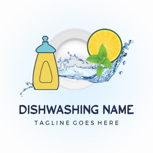 Refreshing Lemon and Mint Dishwashing Liquid Logo Template