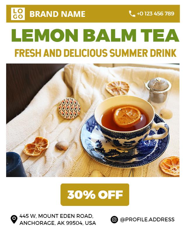 Refreshing Lemon Balm Tea Promotion Flyer Template