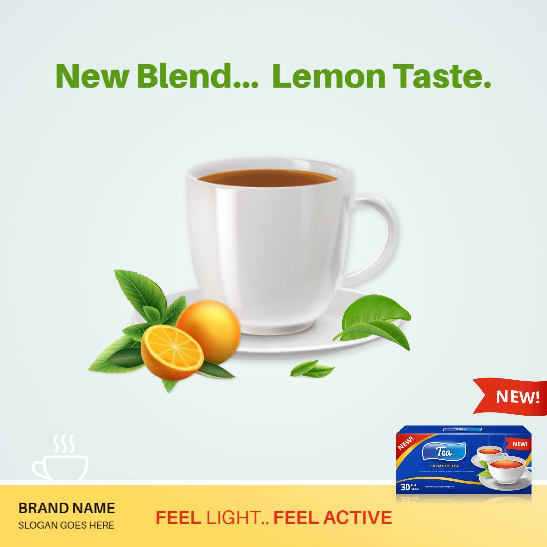 Refreshing Lemon Flavor Tea Blend Promotion Ad Template