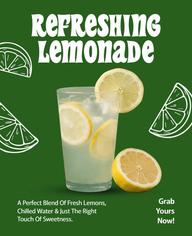 Refreshing Lemonade Beverage Advertisement Poster Template