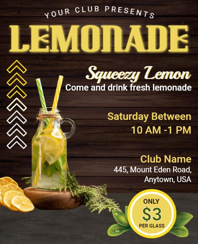 Refreshing Lemonade Drink Event Flyer Template