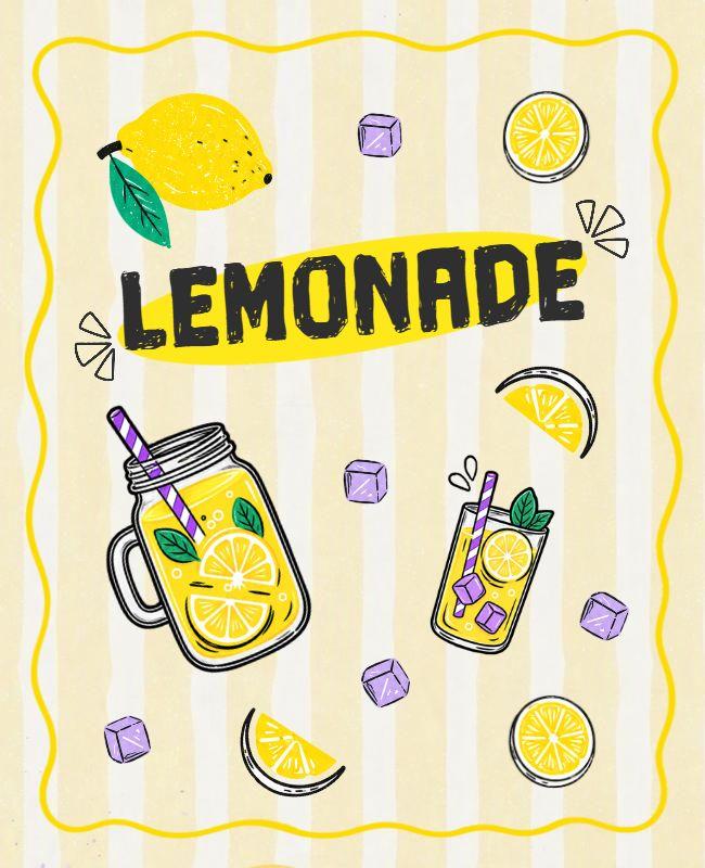 Refreshing Lemonade Drink Illustrated Poster Template