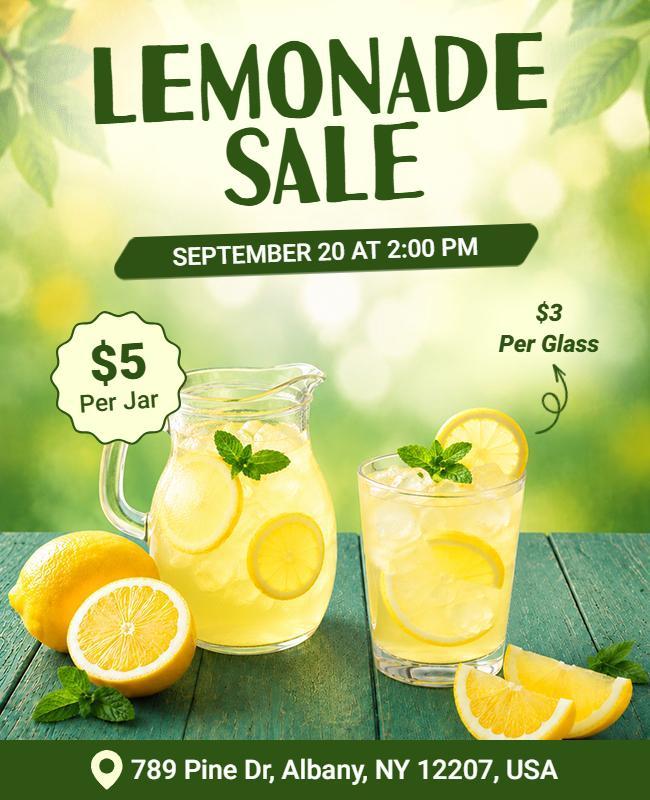 Refreshing Lemonade Drink Sale Poster Template