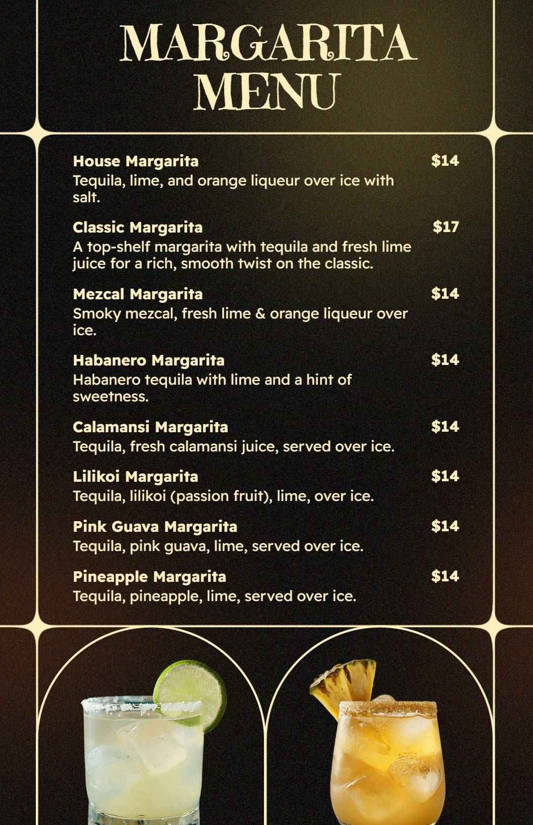 Refreshing Margarita Varieties with Unique Flavors Cocktail Menu Template