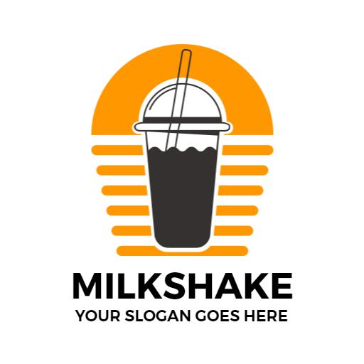 Refreshing Orange and Black Milkshake Design Logo Template