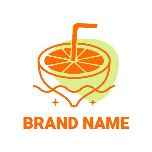 Refreshing Orange Drink With Citrus Slice Artwork Logo Template
