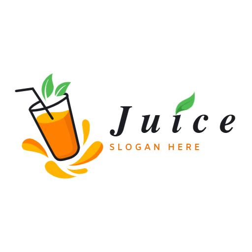 Refreshing Orange Juice Splash with Leafy Elements Logo Template