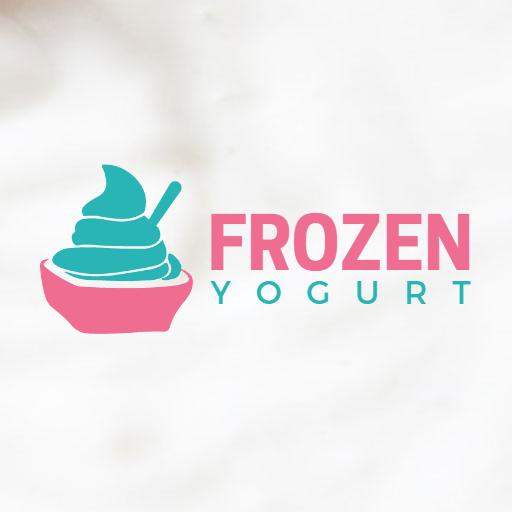 Refreshing Pink and Teal Frozen Yogurt Dessert Logo Template